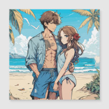 Anime jongen en meisje magnetische kaart