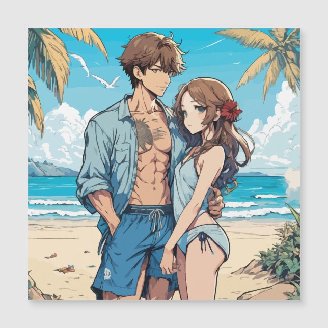 Anime jongen en meisje magnetische kaart (Voorkant)