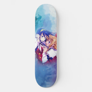 Anime jongen meisje koppel houdt van cool skateboard