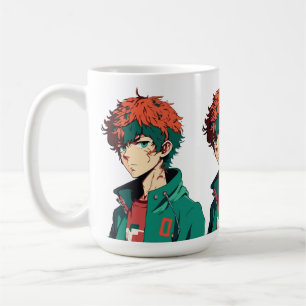 Anime Jongen: Oranje en Groen Haar - Manga Delight Koffiemok