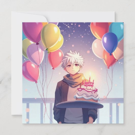 Anime Jongen verjaardagskaart (Voorkant)