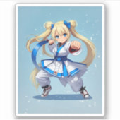 Anime Karate Meisje Sticker (Voorkant)
