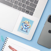 Anime Karate Meisje Sticker (Laptop met iPhone)