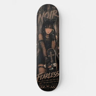 Anime Kat Girl Goth Zwarte Skateboard Deck