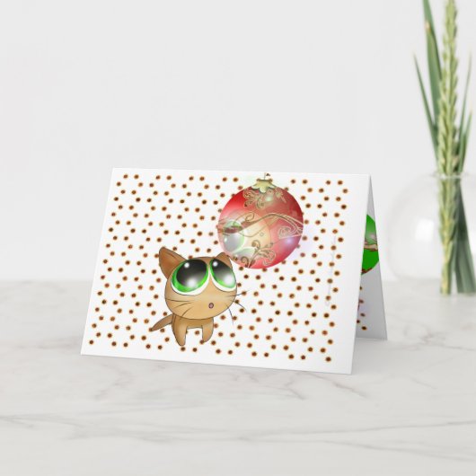 Anime Kat Holiday Feestdagen Kaart (Voorkant)