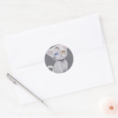 Anime-kat met verschillende gekleurde ogen ronde sticker (Envelop)