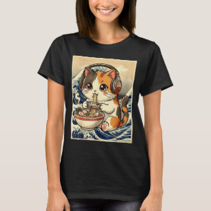 Anime Kat Ramen Gamer Japanse Kunst Retro Vintage T-shirt