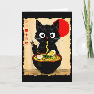 Anime Kat Ramen Japanse Grappige Kat Grafische T-s Kaart