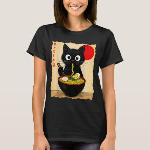 Anime Kat Ramen Japanse Grappige Kat Grafische T-s T-shirt
