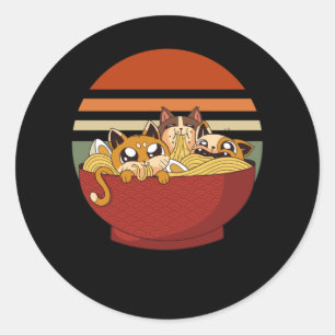 Anime Katten en Ramen Japanse Noedels verslaafd Ronde Sticker