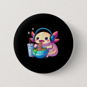 Anime Kawaii Axolotl Eet Ramen Noedels Kinderen T- Ronde Button 5,7 Cm
