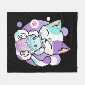 Anime Kawaii Cat Boba Fleece Deken (Voorkant (Horizontaal))