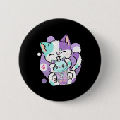Anime Kawaii Cat Boba Ronde Button 5,7 Cm (Voorkant)