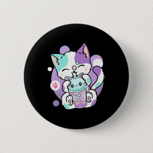 Anime Kawaii Cat Boba Ronde Button 5,7 Cm