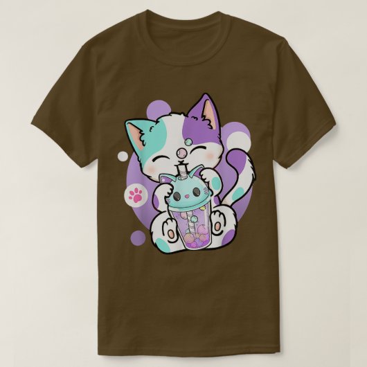 Anime Kawaii Cat Boba T-shirt (Design voorkant)