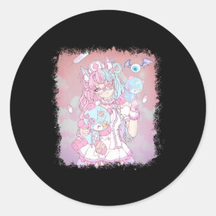 Anime Kawaii Meisje Esthetische Pastelzachte Waifu Ronde Sticker