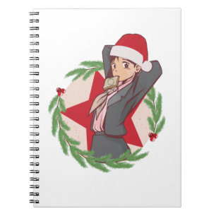 Anime Kerst Sweater- Cute Meisje Kerstman Hoed Notitieboek