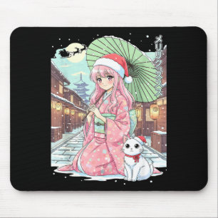 Anime Kimono Meisje Kerstmis Japan Kat Xmas Japan Muismat
