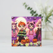Anime Kind Halloween Kaart (Staand voorkant)