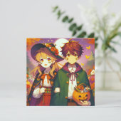 Anime Kind in Halloween kostuums Kaart (Staand voorkant)