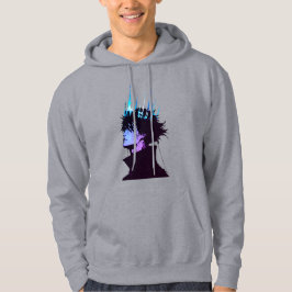 Anime King Gothic Male Portrait with Blue Crown Hoodie