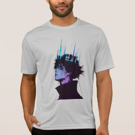 Anime King Gothic Male Portrait with Blue Crown T-shirt