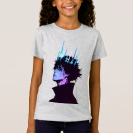 Anime King Gothic Male Portrait with Blue Crown T-shirt