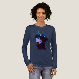 Anime King Gothic Male Portrait with Blue Crown Tri-Blend Shirt