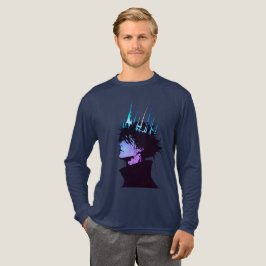Anime King Gothic Male Portrait with Blue Crown Tri-Blend Shirt