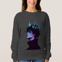 Anime King Gothic Male Portrait with Blue Crown
