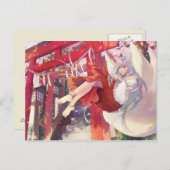 Anime Kitsune Girl Briefkaart (Voorkant / Achterkant)