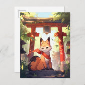 Anime Kitsune Leuke Fox Fantasy Kunst Briefkaart (Voorkant / Achterkant)
