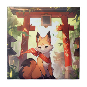 Anime Kitsune Leuke Fox Fantasy Kunst Tegeltje
