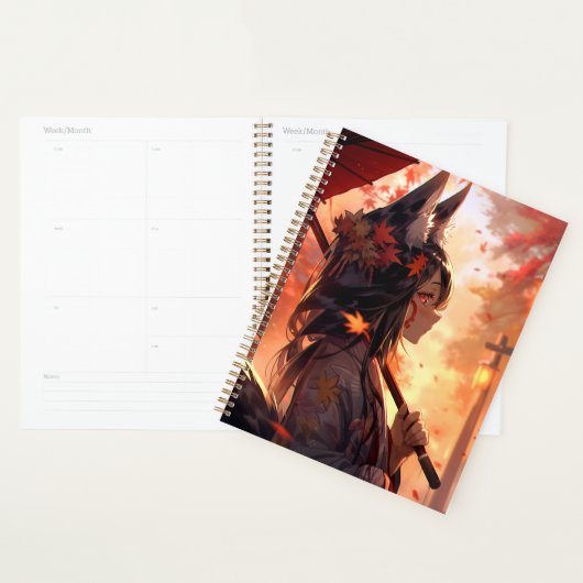 Anime Kitsune Meisje Leuke Fox Fantasy Kunst Planner (Display)