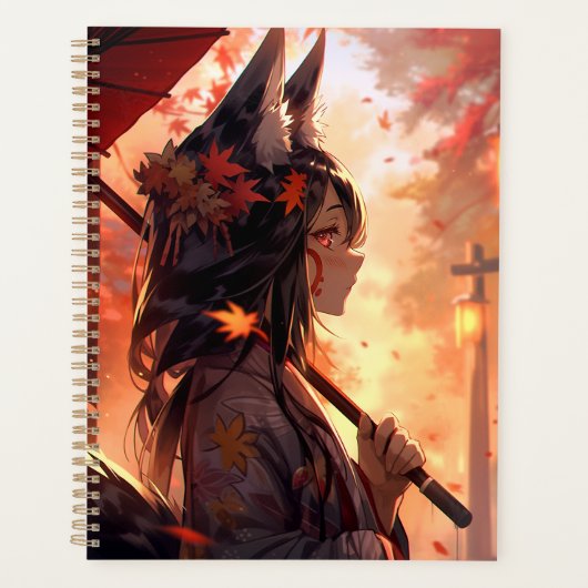 Anime Kitsune Meisje Leuke Fox Fantasy Kunst Planner (Voorkant)
