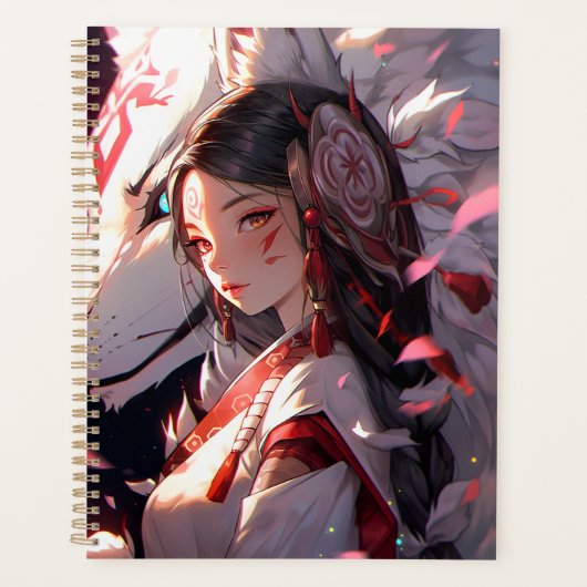 Anime Kitsune Meisje Leuke Fox Fantasy Kunst Planner (Voorkant)