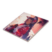 Anime Kitsune Meisje Leuke Fox Fantasy Kunst Tegeltje (Zijkant)