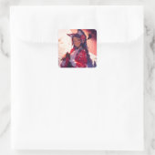 Anime Kitsune Meisje Leuke Fox Fantasy Kunst Vierkante Sticker (Tas)