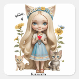 Anime Kittens Cats 4 Kamala sweet kinder Custom Vierkante Sticker