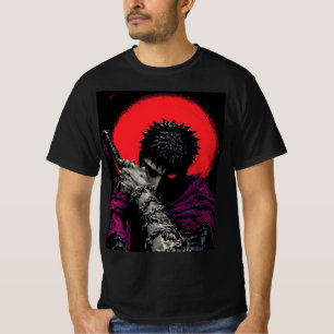 Anime Krijger Rode Maan Zwaard Knuffel Kunst T-shirt
