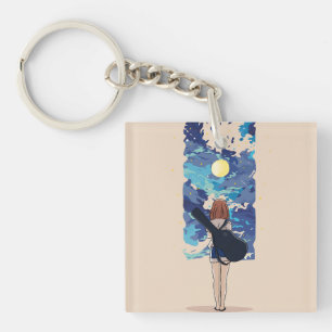 Anime Kunst, Karakterontwerp, Minimalistische Anim Sleutelhanger