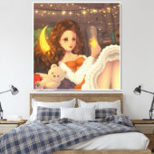 Anime Leuk Meisje in  stijl Canvas Print (Insitu (Slaapkamer))