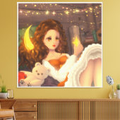Anime Lief Meisje in Vintage stijl Canvasprint Canvas Afdruk (Insitu (Woonkamer))