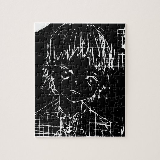 anime manga dagelijks zwart project legpuzzel (Verticaal)