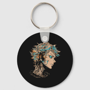 Anime Manga Motief Blauw-ogen Illustratie Anime Sleutelhanger
