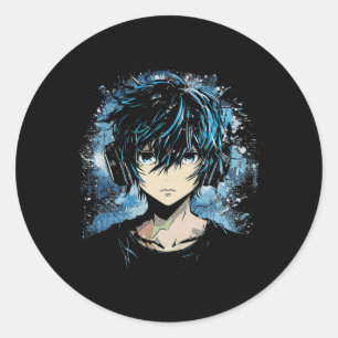 Anime Manga Motief Hoofdtelefoon Kunstwerk Anime Ronde Sticker