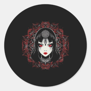 Anime Manga Motif Mandala Illustratie Anime 1 Ronde Sticker