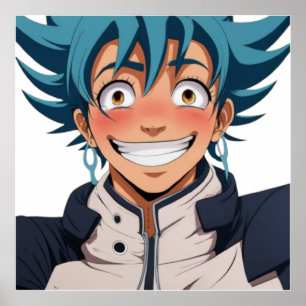 Anime manga pop art liefhebbers gezicht lacht pers poster