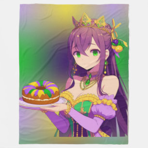 Anime Mardi Gras King cake Fleece Deken
