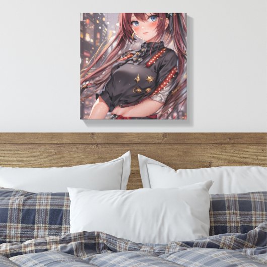 Anime Meisje AI Generatief Canvas Afdruk (Insitu (Slaapkamer))